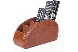 WAYIFON Fernbedienungshalter mit 5 Taschen, Große Halterung für TV, DVD,4K Stick und Bluray Fernbedienungen, Fernbedienung Aufbewahrung für Stifte,M-Braun