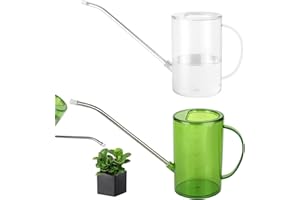 NCCHDZSW Regadera para plantas de interior, 2 unidades, 1 L, acero inoxidable, caño largo, regadera para plantas con caño largo y escala, regadera para flores, casa, exterior y jardín