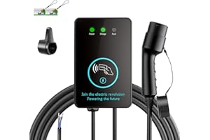 EVJUICION Estación de Carga para Vehículos Eléctricos 7,4kW, 32A, Monofásico, Wallbox con Control RFID, Estación de Carga Tipo 2, IEC 62196-2, con Cable 5M