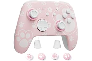 PALPOW Switch 2 Pro Controller Wireless Kompatibel mit Switch 2/OLED/Lite, Hall Effect Switch Controller FUNLAB Firefly Bluetooth Gamepad mit 7 LED Farben/Paddle/Turbo - Katzenpfote Rosa