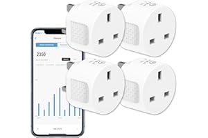 ANTELA Smart Plug with Energy Monitoring, 2,4GHz WiFi Plug, Smart Life APP Wireless Remote Control with Timer Function, Compatible with Alexa and Google Home, 13A (4 Packs)