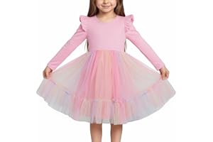 Valcatch Girls Princess Tulle Dress Little Kids Sleeveless/Long Sleeve Ruffle A-Line Dress for Casual Birthday Christmas Wedding Party 3 4 5 6 7 8 Years