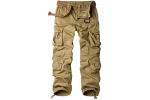 MUST WAY Men's Work Trousers Camouflage Army Combat Trousers Cotton Work Wear Cargo Trousers with 8 Pockets