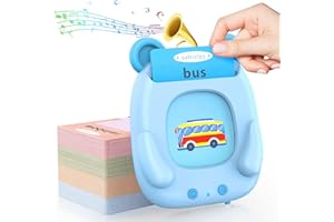 Helcona Talking Flash Cards for Toddlers Learning Reading Toys 224 Words Early Educational 1 2 3 4 5 Year Old - Speech Therapy Animals Shape Color, Machine Birthday Gift, One Size (V5-A)