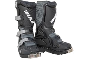 WULF STRATOS GLOVES Wulfsport Cub LA Junior Kids Leather Motocross Boots (EU 37 / UK 4, Black)