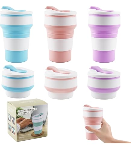 DAWOOWF 270l Bicchiere Portatile Pieghevole Da Viaggio Con Coperchio In Plastica,Bicchiere - 5