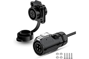 CNLINKO LP16 4 Broches Connecteur Étanche avec Câble de 1 Mètre, Connecteur Électrique Circulaire IP68 Pour Applications Automobiles et Machinerie – M16 Connexion Rapide Mâle Fiche (4 Broches)