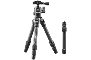 Cullmann CARVAO 816TCS Reisestativ aus Carbon (max. 70, 5cm Auszugshöhe, Packmaß 27cm, Tragfähigkeit 4kg, Gewicht 445g)