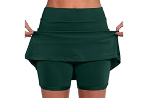 Qixiu Tennisrock Damen,Hosenrock Damen Sommer, Sportrock Hohe Taille Outdoorrock Hosenrock Yoga Rock mit Hose Drunter Minirock schwarzer Laufrock Sommerrock für Fitness Workout Running Skorts