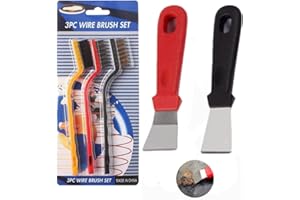 DLMLEMU 5PCS/SET Stainless Steel Kitchen Cleaning Brush Set, BBQ Grill Brush and Scraper, Cooktop Cleaning Brush, Three-material Brush Head Perfect for Kitchen Grill Cooker Hood Corner Cleaning