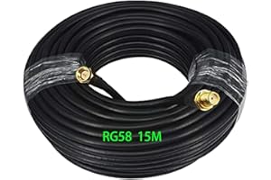 GTIWUNG RG58 Cable de Extensión de Antena SMA, 15m SMA Macho a SMA Hembra Cable Coaxial, Cable Alargador de Antena, WiFi FPV Cable de Antena de RP-SMA, Negro