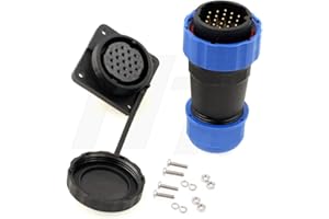 HANGTON CONNECT HangTon HE29 19 Pin Waterproof Connector Industrial Power Plastic IP68 Round Plug Socket Panel Socket 4 Screws (19 Pin 5A 250V)