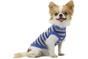 Lophipets Hunde-Shirt für Chihuahuas, 100% Baumwolle, gestreift, Medium, Blaue und graue Streifen
