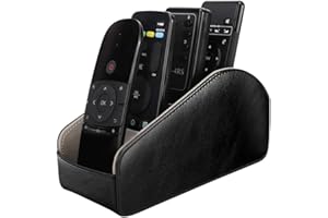 MoKo Fernbedienungshalter, TV-Fernbedienung aus Leder Remote Caddy Desktop Organizer 5 Fächer für Fernbedienungen, Büromaterial, Aufbewahrung von Medienzubehör und Organizer - Schwarz