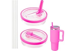 SHRADS Stanley Cup pokrywka 40 oz, szczelna, pyłoszczelna i nadaje się do ponownego użytku, 2 pokrywki + 2 słomki, zapasowa pokrywka do kubka Stanley (różowo-czerwona)