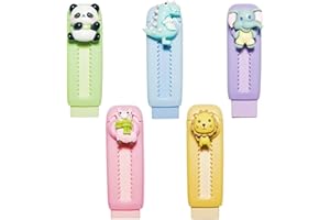 JOYLIO 5pcs Cute Animal Themed Rubber Erasers, Retractable Pencil Erasers, Kawaii Rubbers erasers for Shool, Home and Office, Party Bag Fillers