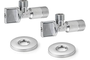 Vancoco Eckventil 1/2 zoll Wandanschluss 2er set für Kalt- und Warmwasserleitung Chrom