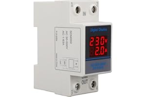 EUJGOOV Ampèremètre de Voltmètre de Rail Din SDM002 Moniteur de Courant de Tension de Compteur D'ampères de Tension monophasé avec Transformateur