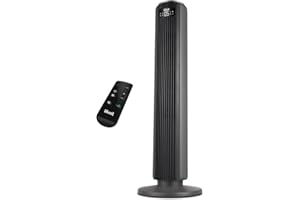 LEVOIT Ventilatore a Torre con Telecomando 92CM, Serie Classica| 92 cm, Ventola di Raffreddamento Silenziosa 23 dB, 3 Modalità, 5 Velocità, Oscillazione 90° Timer 12H, Display LED, Grigio Elegante