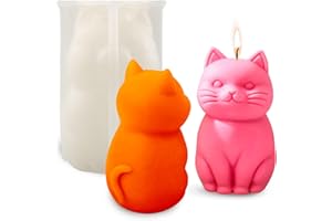 TUXUZAL Moule en silicone pour bougies - Moule en silicone - Chat - Moule à bougie - Moule en silicone 3D - Chaton - Moule à savon - Résine époxy - Animaux - Moule à bougie - Moule à chocolat - Moule à