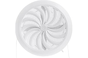 Vent Systems Rejilla de ventilación redonda ajustable de 100 mm a 150 mm, de plástico blanco, con cierre, con protección contra insectos, para exterior, interior, cobertizo de jardín, cuarto de baño