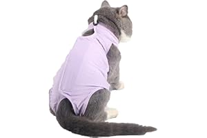 Yoolhamy Traje de recuperación para gatos para después de la cirugía, alternativa isabelina de collar y cono, herida antilamer para heridas abdominales o enfermedades de la piel, body de gatito