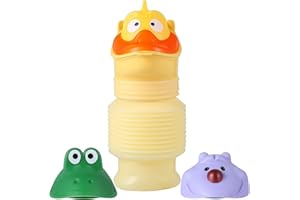 Topcloud Schrumpfbares Urinal, 420 ml, tragbar, mobile Toilette, Urinflasche mit zwei Cartoon-Köpfen, wiederverwendbar, Notfall-Urinal für Kinder, Camping, Auto, Reisen, Stau und Warteschlangen