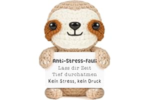 Giftasy Anti Stress Geschenke - Kreative Strickwolle Faultier mit Energiekarte, Positive Geschenke, Mutmacher Geschenk