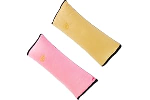 MHwan Seat Belt Pads, 2 PCS Child Adult Head and Neck Support Seatbelt Strap Cover, Super Soft Cotton seat belt pads for kids, Child Adult Protection Seat Belt Covers (Pink, Yellow)