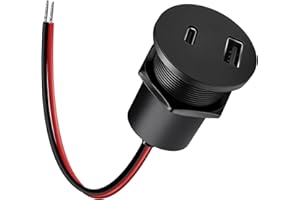 acegoo Toma USB 12V Camper Aluminio USB C Cargador de Coche, Doble Puerto de Carga Rápida PD3.0 y QC3.0 para Autocaravana Barco Marino Camión Autobús