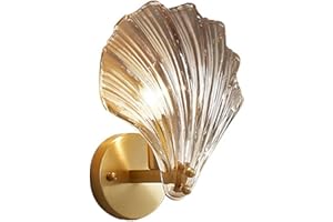 MZStech Lampada da pareti a conchiglia con base in ottone e cristallo, Applique in cristallo a conchiglia Lampada da parete in cristallo (Ambra)