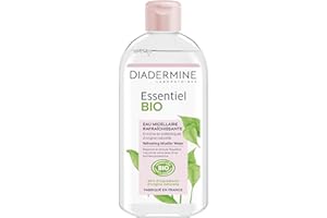 Diadermine - Essentiel Bio - Eau Micellaire Rafraîchissante - Nettoyant Visage - Enrichie en Prébiotiques d'Origine Naturelle - Certifiée Bio - 99% d'ingrédients d'origine naturelle - Flacon de 400ml
