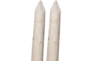 TIMBERMIK ø 8cm Lot de 2 Piquet Cloture Bois Longueur : 200 cm Poteaux De Clôture De Jardin Non Imprégné Résistant Aux Intempéries Palissade Tuteurs avec Pointe