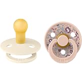 BIBS Colour Liberty 2 Pack Pacifiers BPA Free, Round Teat Natural Latex, Made in Denmark, 0+ Months (Pack of 2), Eloise Blush