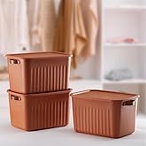 Deconox 1 Organizer Box with Lid, Decorative Storage Box, Organizer (35cm*25cm*22cm) CREAM 15 LITERS
