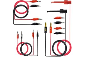 Senvenelec Lot de 3 crochets de test, pinces à crochets, câbles de test de fiches banane de 4 mm, câbles de test à double tête crocodile, 7 pièces.