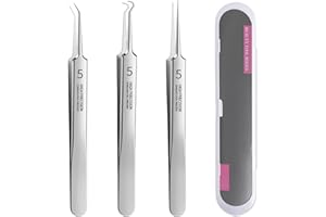 COACOM 3-teiliges Werkzeugset Zum Entfernen Von Mitessern, Präzisionspinzettenset, Ultrascharfe Zellklammern Aus Edelstahl Zum Reinigen Von Pickeln Und Pickeln