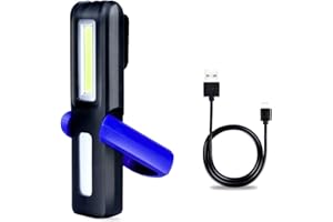 htbakoi Baladeuse LED Rechargeable, Lampe Torche Atelier Aimanté Portative Bricolage Puissante de Travail LED + COB avec Base Magnétique et 360 °Crochet pour Auto Inspection Garage Camping et Urgence