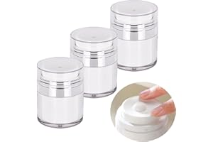 Feliciay 3 Stück Cremetiegel Vakuumflasche,30ml Airless Pumpspender Leer Lotion Pumpflasche,Creme Spender Pump Container,Nachfüllbar Tragbarer Pump Behälter Spender Vakuumflasch für Reisen