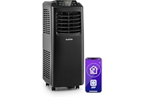 Klarstein Climatiseur mobile, 4 en 1 pour la maison et bureau, mode nuit, application smartphone, déshumidificateur, petit à faible conso, 9000 BTU, Noir