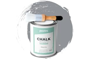 ‎PECTRO Pack Kreidefarbe für möbel 750ml + Malerpinsel speziell für Chalk Paint - Möbellack Natürlicher Kreideeffekt - Farbe für Holz (Mittelgrau)