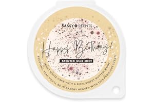 SASSY SCENTS Sassy Shop Wax - Scented Wax Melt, Happy Birthday - Organic Soy Blend Wax Melts - Luxurious, Long-Lasting Fragrances for Any Living Space - Vegan Friendly, XL Size 70g