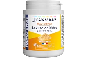 JUVAMINE Levure de Bière, Beauté de la peau, des cheveux et des ongles, Vitalité, Vitamines B1, B2, B3, B5, B6, B8, B9 et B12 + Zinc, Programme de 5 mois, Fabriqué en France