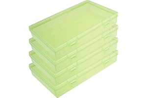 GOODMA 4 Stück rechteckige Kunststoffboxen Leere Aufbewahrungsbehälter für Organizer mit Klappdeckel für kleine Gegenstände und andere Bastelprojekte (grün, 180 x 110 x 30 mm)