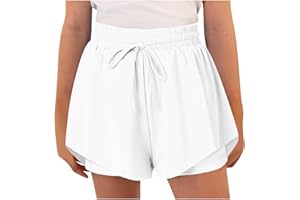 duxyoz Flowy Athletic Shorts for Girls Butterfly Shorts for Kids Teens Preppy Tennis Running Athletic Short with Liner 2-in-1 Double Layer Quick-Drying Comfy Short Pants Summer Clothes 6-15 Years