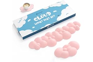 ATTACK SHARK Zestaw Podparcia Nadgarstka Chmurka, Ergonomiczny Palm Rest Combo w Celu Złagodzenia Bólu,Miękka Podkładka Pod Myszkę z Pianką Memory Foam dla Komfortowego Pisania/Gier - Jasnoróżowy