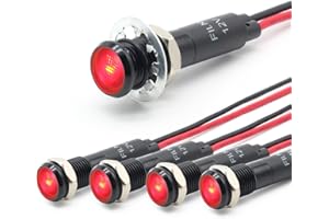 ‎FILN FILN 5pcs 8mm 12-24V LED-wasserdichte Anzeige schwarze anodisierte Alarmlampe,Rot Signallampe für Automobile, Yachten und andere industrielle Geräte.