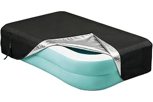 Inflatable Pool Cover | Rectangle Windproof Rectangle Shape Tarp | Blow Up Pool Cover for Backyard Garden Outdoor Over Ground Hot Tub