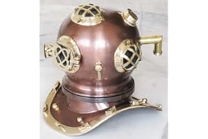 SARA INTERNATIONAL Coleccionable diseño de fecha con latón y acero acabado Buceador casco de buceo de sobremesa negro