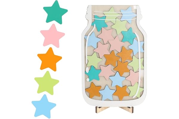 Zwenjuan Bocal de Récompense,Star Reward Jar,Pot de Récompense en Bois,Récompense Comportement Enfants,Tableau de Comportement,pour Une Utilisation à La Maison et à l'école